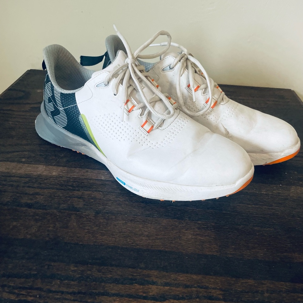 FootJoy White and Black Sneakers with Orange Accents